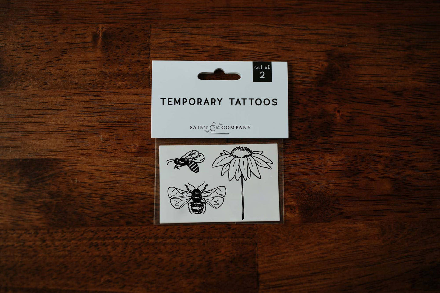Coneflower + Honeybees Temporary Tattoos
