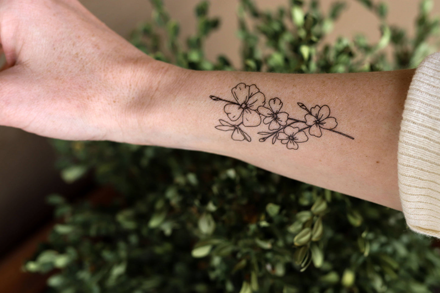 March Birth Flower - Cherry Blossom Temporary Tattoos