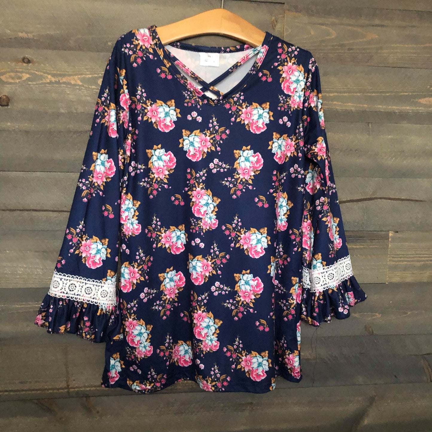 Blue and Pink Flowered Shirt