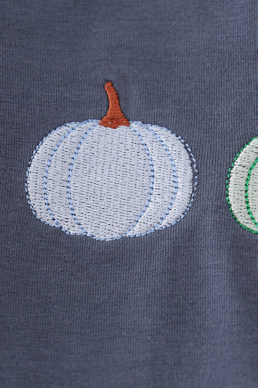 Embroidered Blue Pumpkin Shirt