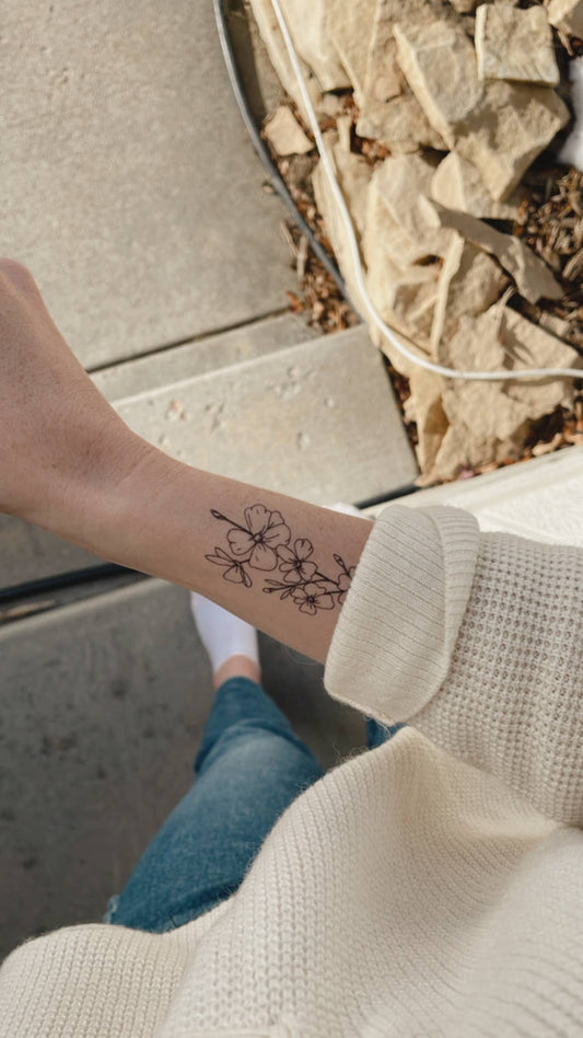 March Birth Flower - Cherry Blossom Temporary Tattoos