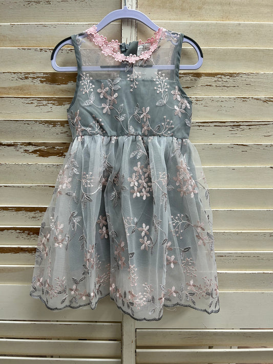 Grey Dress with Pink Flowers