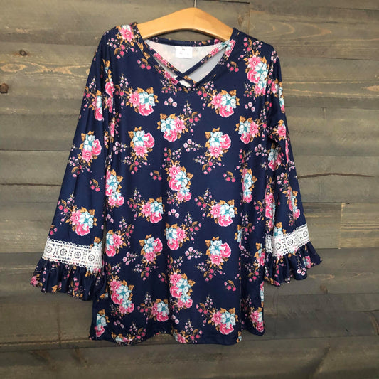 Blue and Pink Flowered Shirt