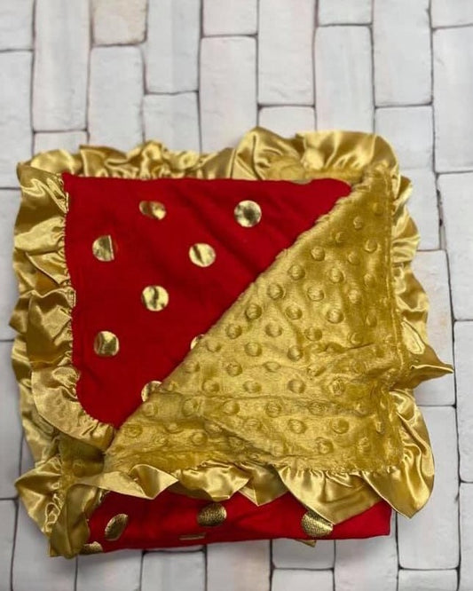 Red and Gold Polka Dot Blanket